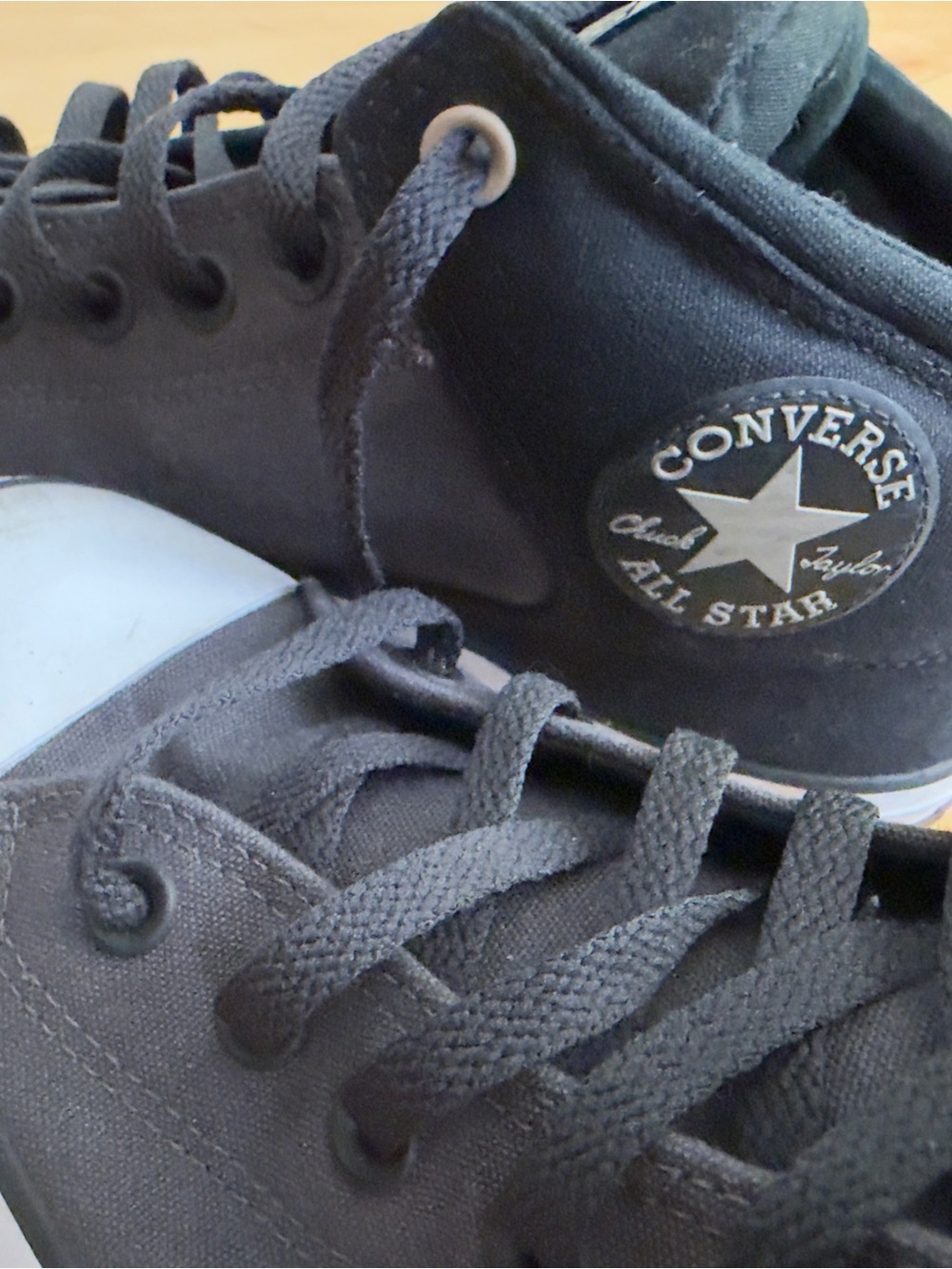Converse Men’s Black & GrHigh Top Sneakers with White Toe - Picture 2 of 7